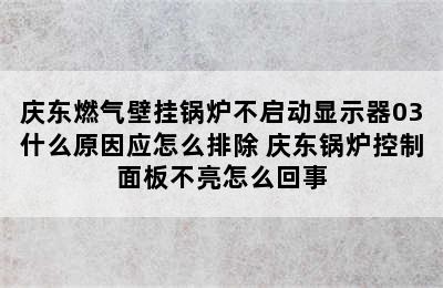 庆东燃气壁挂锅炉不启动显示器03什么原因应怎么排除 庆东锅炉控制面板不亮怎么回事